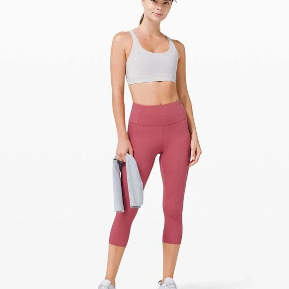 Lululemon Fast and Free Crop II 19" *Non-Reflective Cool Cherry Tint | 4 - Picture 7 of 10